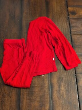 Red Ribbed Long Sleeve Fitted Pajamas Baby Small